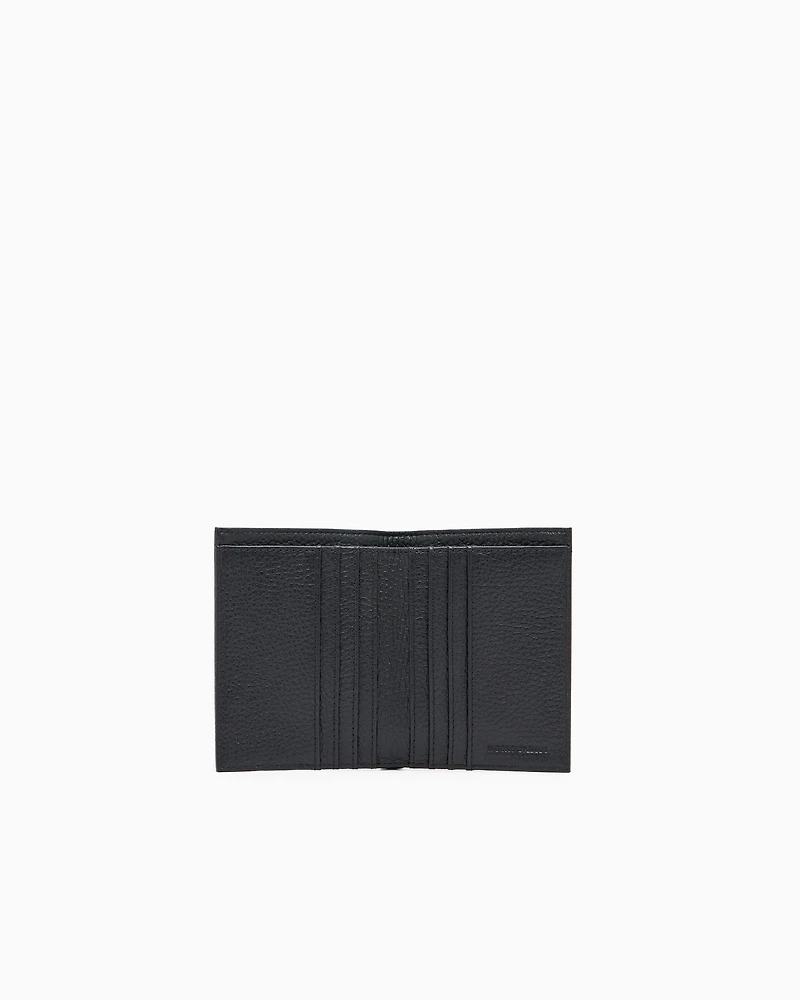 Emporio Armani - Tumbled leather card holder, Man, Black, Size: TU