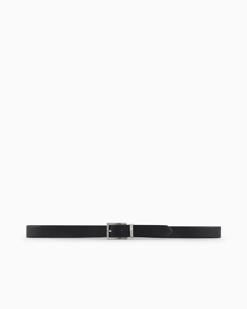 Emporio Armani - Gift box with Saffiano leather belt and interchangeable buckle, Man, Black, Size: TU