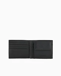 Emporio Armani - Leather coin-pocket wallet with all-over embossed eagle , Man, Black, Size: TU