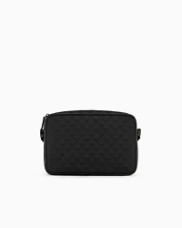 Emporio Armani - Nylon shoulder bag with all-over jacquard eagle, Man, Black, Size: TU