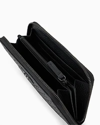 Emporio Armani - Zip-around leather wallet with all-over embossed eagle, Man, Black, Size: TU