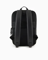 Emporio Armani - Tumbled-leather backpack with laptop compartment, Man, Black, Size: TU