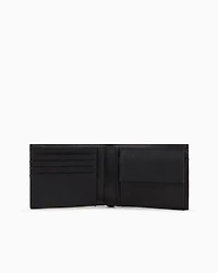 Emporio Armani - ASV regenerated Saffiano leather coin-pocket wallet with eagle plate, Man, Black, Size: TU