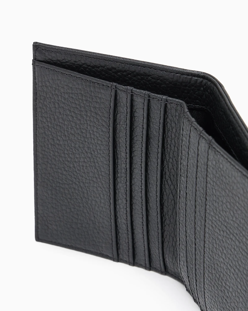 Emporio Armani - Tumbled leather card holder, Man, Black, Size: TU