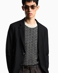 Emporio Armani - Single-breasted jacket technical jersey with a 3D micro-textured effect, Man, Black, Size: