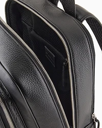 Emporio Armani - Tumbled-leather backpack with laptop compartment, Man, Black, Size: TU