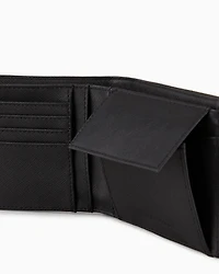 Emporio Armani - ASV regenerated Saffiano leather coin-pocket wallet with eagle plate, Man, Black, Size: TU