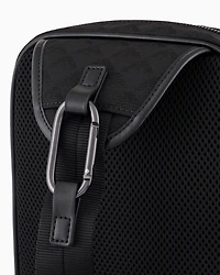 Emporio Armani - Nylon one-shoulder backpack with all-over jacquard eagle, Man, Black, Size: TU