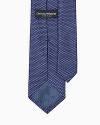 Emporio Armani - Silk blend tie with jacquard op-art micro-pattern, Man, Navy Blue, Size: TU
