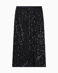 Emporio Armani - Georgette skirt with all-over beads and sequins, Woman, Black, Size: