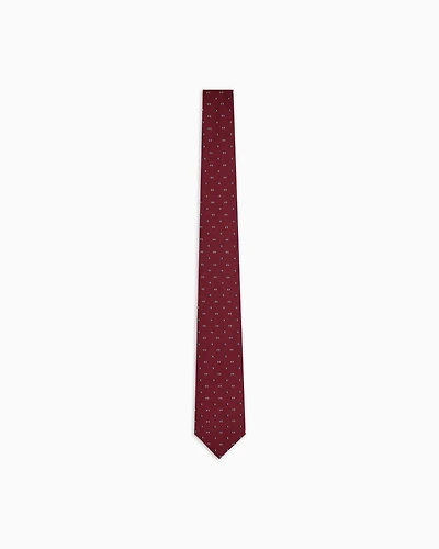 Emporio Armani - Silk blend tie with jacquard micro check, Man, Burgundy, Size: TU