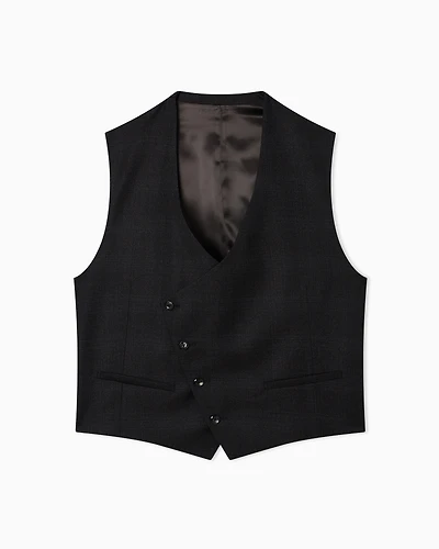 Emporio Armani - Waistcoat Prince of Wales check super 130s wool, Man, Grey, Size: