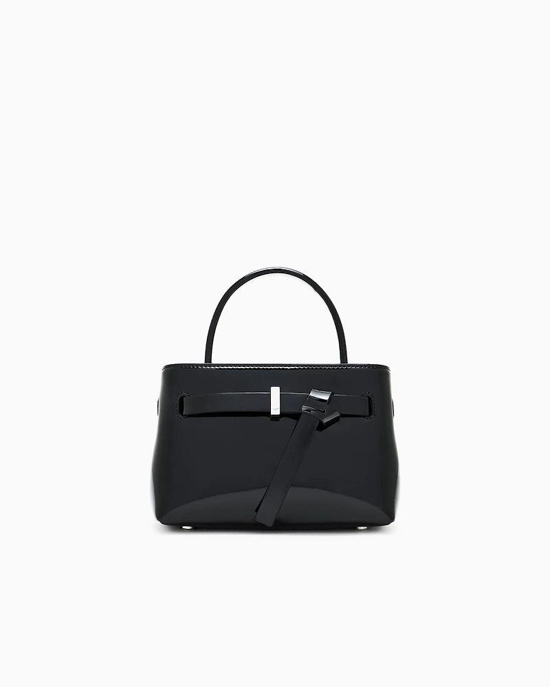 Emporio Armani - Patent-effect mini bag with knot detail, Woman, Black, Size: TU