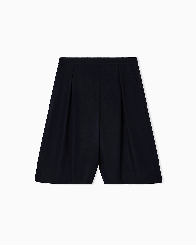 Emporio Armani - Winter Urbanism capsule collection Bermuda shorts a lightweight virgin wool-blend cloth, Woman, Navy Blue, Size: