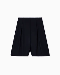 Emporio Armani - Winter Urbanism capsule collection Bermuda shorts a lightweight virgin wool-blend cloth, Woman, Navy Blue, Size: