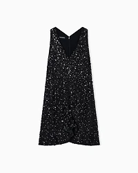Emporio Armani - Georgette dress with all-over beads and sequins, Woman, Black, Size: