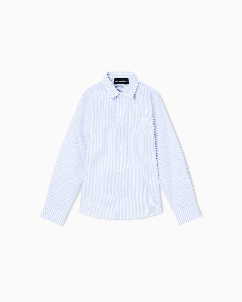 Emporio Armani - Poplin shirt with all-over pattern, Boy, White, Size: