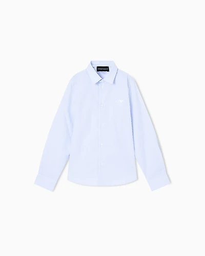Emporio Armani - Poplin shirt with all-over pattern, Boy, White, Size: