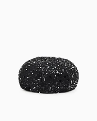 Emporio Armani - Georgette beret with beads and sequins, Woman, Black, Size: