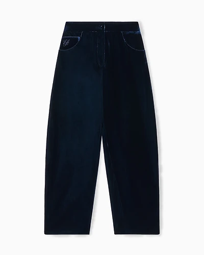Emporio Armani - Liquid-velvet oval-leg trousers, Woman, Navy Blue, Size: