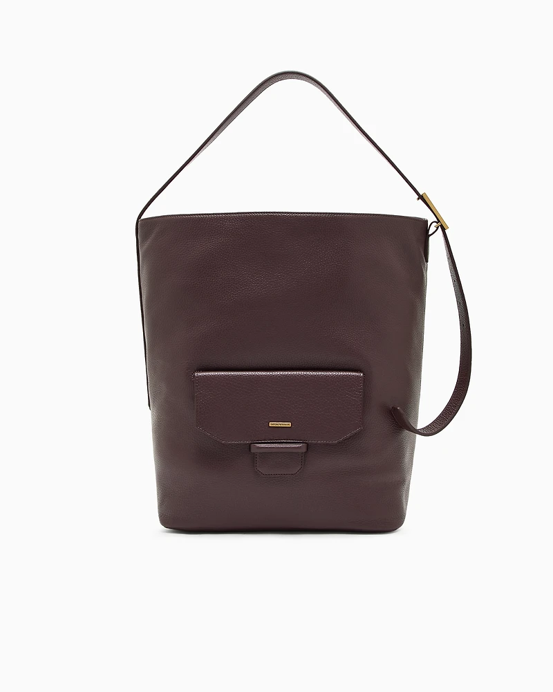 Emporio Armani - Leather shoulder bag, Man, Brown, Size: TU