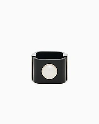 Emporio Armani - Bangle with pearl effect element , Woman, Black, Size: TU