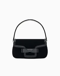 Emporio Armani - Velvet shoulder bag with buckle, Woman, Black, Size: TU