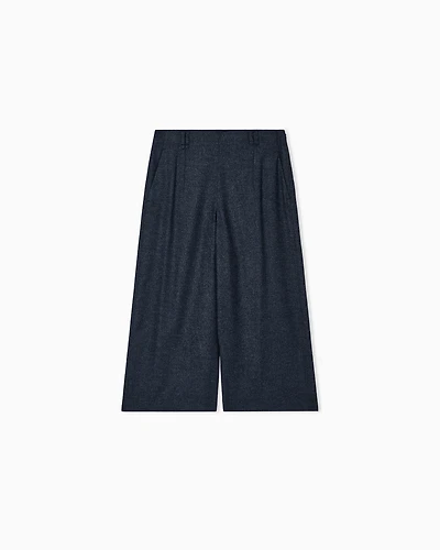 Emporio Armani - Mouliné flannel coulottes, Woman, Blue, Size: