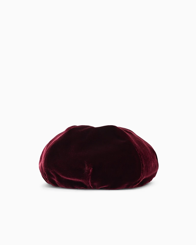 Emporio Armani - Liquid velvet beret, Woman, Bordeaux, Size: