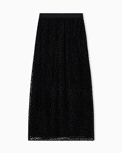 Emporio Armani - ASV Jeu de Cartes long skirt devoré tulle, Woman, Black, Size: