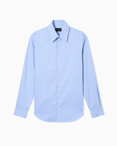 Emporio Armani - Cotton armure shirt, Man, Light Blue, Size: