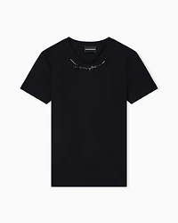 Emporio Armani - Lightweight jersey T-shirt with jewel logo detail, Woman, Black, Size: