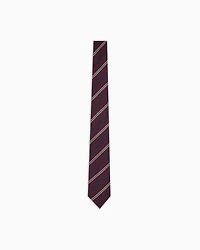 Emporio Armani - Wool tie with diagonal-striped jacquard, Man, Burgundy, Size: TU