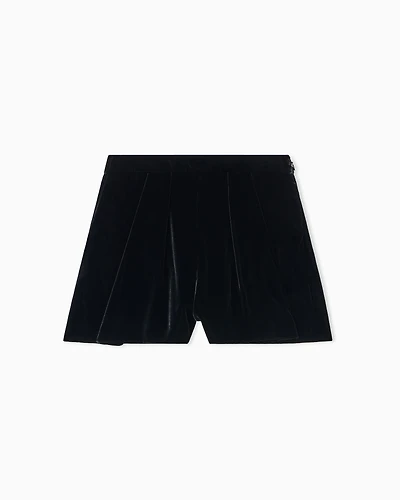 Emporio Armani - Liquid velvet shorts with pleats, Woman, Black, Size: