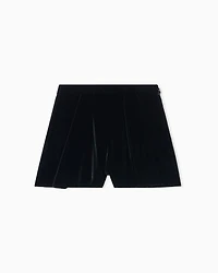 Emporio Armani - Liquid velvet shorts with pleats, Woman, Black, Size: