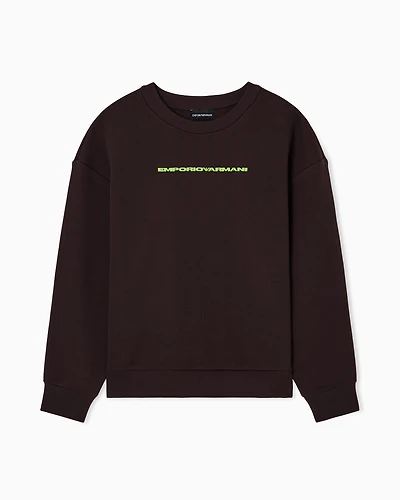 Emporio Armani - New York capsule collection jersey sweatshirt with oversized print, Woman, Brown, Size:
