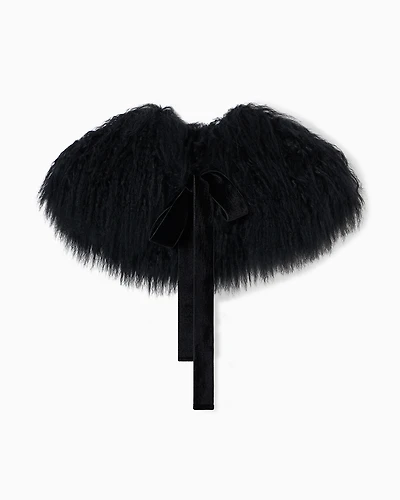 Emporio Armani - Curly Mongolian lamb fur collar, Woman, Black, Size: TU