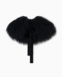 Emporio Armani - Curly Mongolian lamb fur collar, Woman, Black, Size: TU