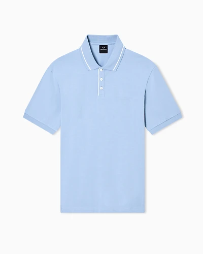 Armani Exchange - Regular fit polo shirt stretch jersey, Man, Light Blue, Size: