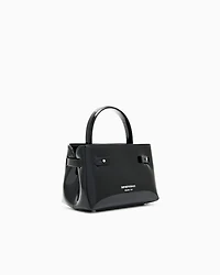 Emporio Armani - Patent-effect mini bag with knot detail, Woman, Black, Size: TU