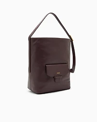 Emporio Armani - Leather shoulder bag, Man, Brown, Size: TU