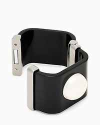 Emporio Armani - Bangle with pearl effect element , Woman, Black, Size: TU