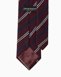 Emporio Armani - Wool tie with diagonal-striped jacquard, Man, Burgundy, Size: TU