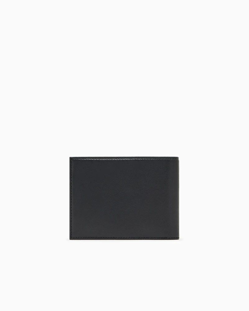 Emporio Armani - Nappa leather bifold wallet with geometric detail, Man, Black, Size: TU