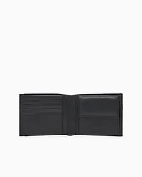 Emporio Armani - Nappa leather bifold wallet with geometric detail, Man, Black, Size: TU