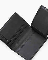 Emporio Armani - Nappa leather trifold card holder with geometric detail, Man, Black, Size: TU
