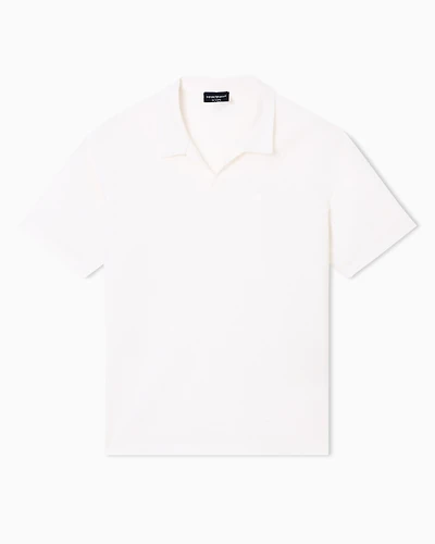 Emporio Armani - Icon polo shirt in yarn-dyed jacquard jersey, Man, White, Size: XXL