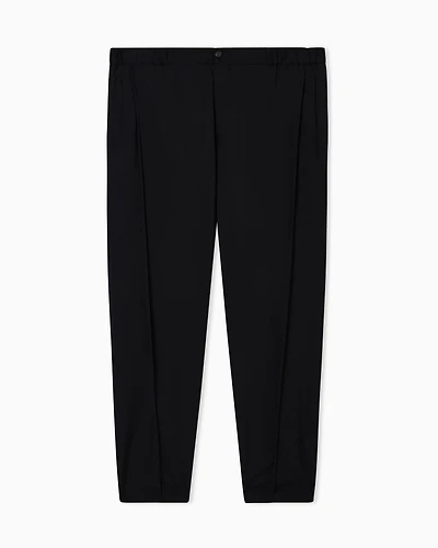 Emporio Armani - Natural stretch canvas trousers with elasticated cuffs, Man, Black, Size: