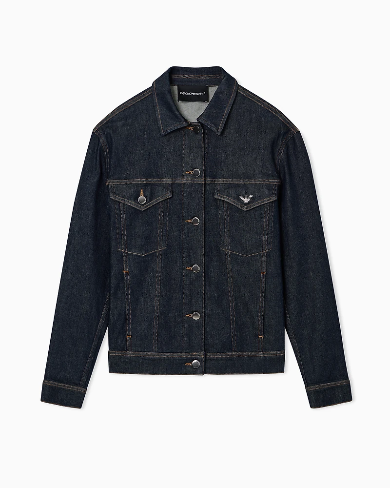 Emporio Armani - Rinsed, comfort-denim jacket, Woman, Blue, Size: