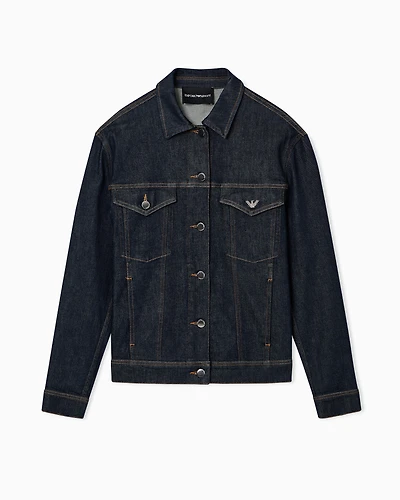 Emporio Armani - Rinsed, comfort-denim jacket, Woman, Blue, Size: